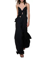 Iluminating Ruffled Silk Tie-Front Top