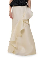 Sevillana Ruffled Silk Maxi Skirt