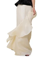 Sevillana Ruffled Silk Maxi Skirt