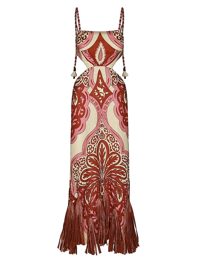 Counter Rhythm Abstract Linen Cut-Out Dress
