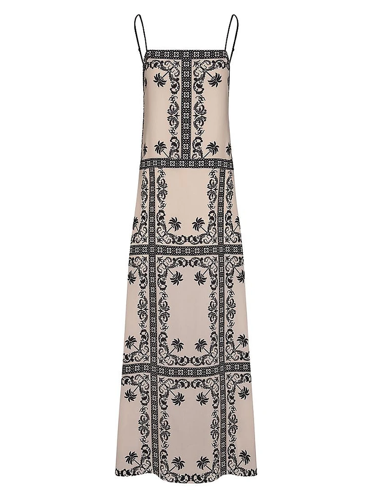 Reinvention Printed Silk Plunge-Back Maxi Dress