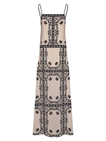 Reinvention Printed Silk Plunge-Back Maxi Dress