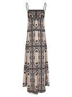 Reinvention Printed Silk Plunge-Back Maxi Dress