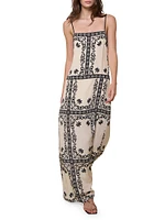 Reinvention Printed Silk Plunge-Back Maxi Dress
