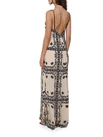 Reinvention Printed Silk Plunge-Back Maxi Dress