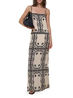 Reinvention Printed Silk Plunge-Back Maxi Dress