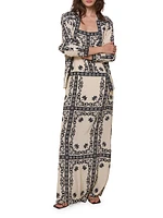 Reinvention Printed Silk Plunge-Back Maxi Dress