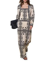 Reinvention Printed Silk Plunge-Back Maxi Dress