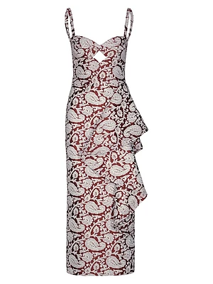Galena Flamero Rhythm Paisley Jacquard Maxi Dress