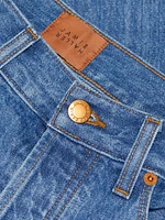 Cut-Knee Mid-Rise Denim Shorts