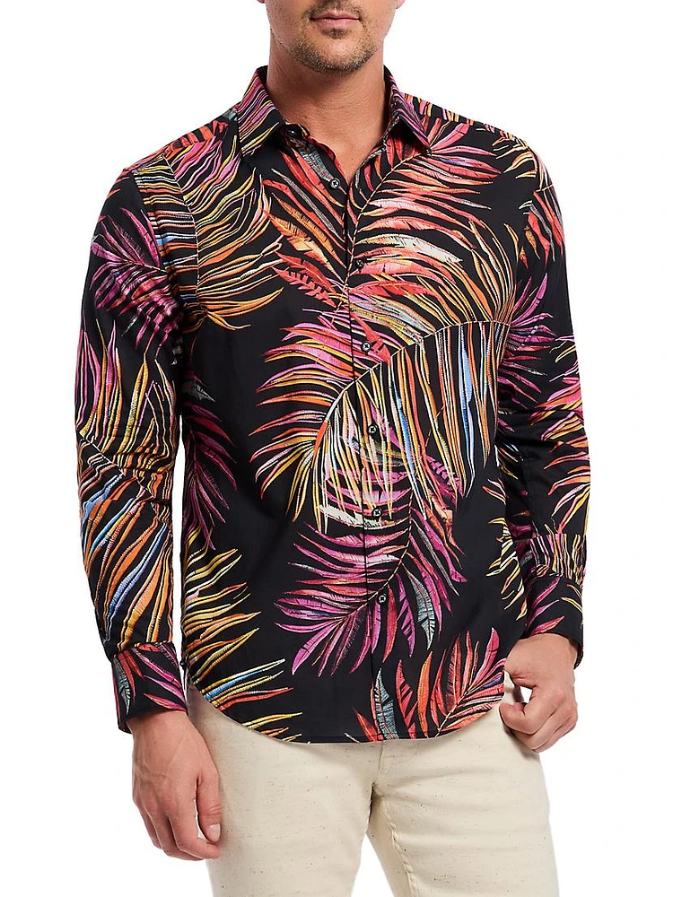 Acai Printed Cotton Button-Front Shirt