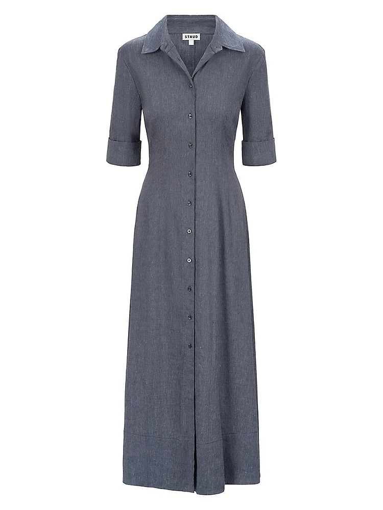 Joan Linen-Blend Midi-Shirtdress