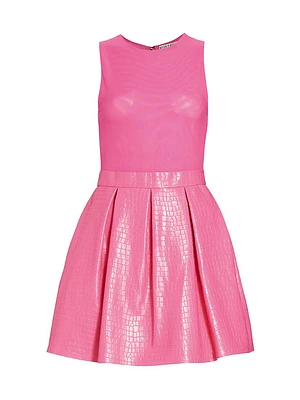 Chara Croc-Embossed Party Dress
