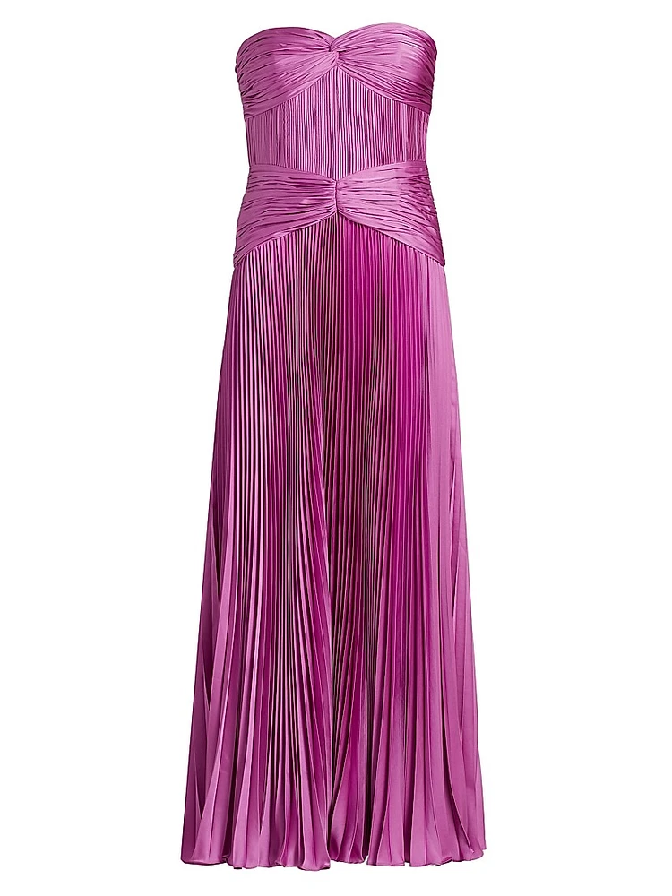 Del Pleated Strapless Gown