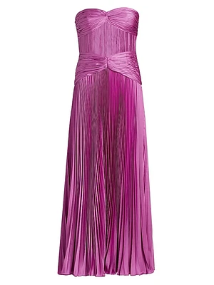 Del Pleated Strapless Gown