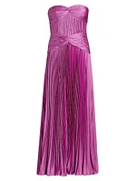 Del Pleated Strapless Gown