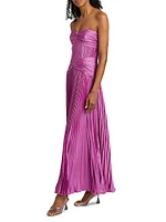 Del Pleated Strapless Gown