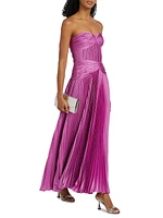 Del Pleated Strapless Gown