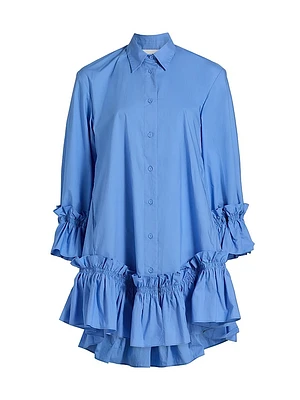 Ayla Cotton Ruffled Mini Shirtdress
