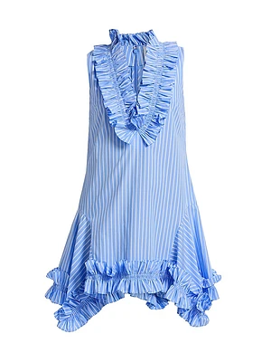 Phoebe Striped Cotton Poplin Ruffled Minidress