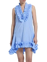 Phoebe Striped Cotton Poplin Ruffled Minidress