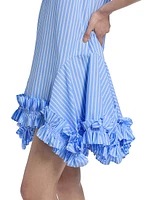 Phoebe Striped Cotton Poplin Ruffled Minidress