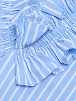 Phoebe Striped Cotton Poplin Ruffled Minidress