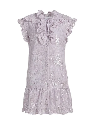 Maya Ruffle-Trimmed Sequined Minidress