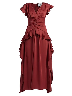 Danielle Ruffled V-Neck Maxi Dress