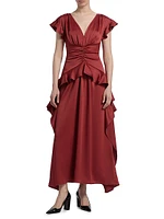 Danielle Ruffled V-Neck Maxi Dress