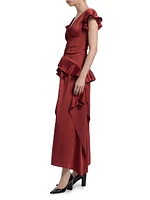 Danielle Ruffled V-Neck Maxi Dress