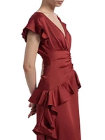 Danielle Ruffled V-Neck Maxi Dress