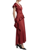 Danielle Ruffled V-Neck Maxi Dress