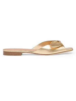 Vargas Metallic Leather Flat Sandals