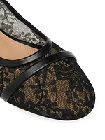 Sabina Lace Flat Pumps with Ribbons