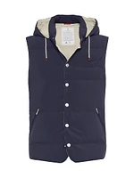 Bonded Nylon Down Vest with Detachable Hood