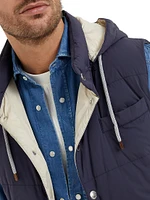 Bonded Nylon Down Vest with Detachable Hood