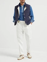 Bonded Nylon Down Vest with Detachable Hood