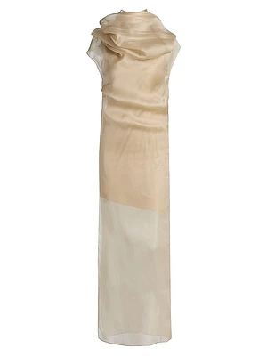 Tuxedo Silk Gathered Cocktail Dress