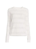 Pointelle Striped Cotton-Cashmere Sweater