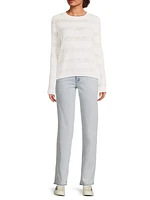 Pointelle Striped Cotton-Cashmere Sweater