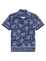 Paisley Terry Cotton Polo Shirt