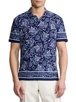 Paisley Terry Cotton Polo Shirt