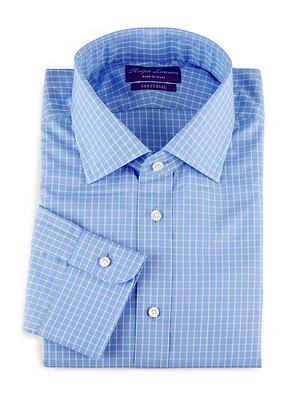 Windowpane Cotton Poplin Shirt