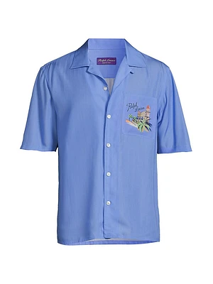 Capri Print Camp Collar Short-Sleeve Shirt