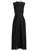 Audrey Silk-Wool Woven Faille Open-Back Maxi Dress