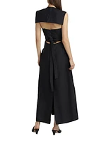 Audrey Silk-Wool Woven Faille Open-Back Maxi Dress