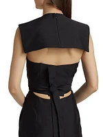 Audrey Silk-Wool Woven Faille Open-Back Maxi Dress