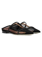Maureen Polka Dot Mesh and Satin Flat Mules