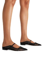 Maureen Polka Dot Mesh and Satin Flat Mules